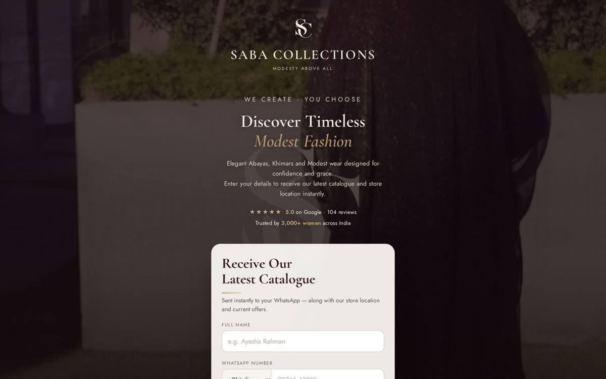 Saba Collections catalogue storefront